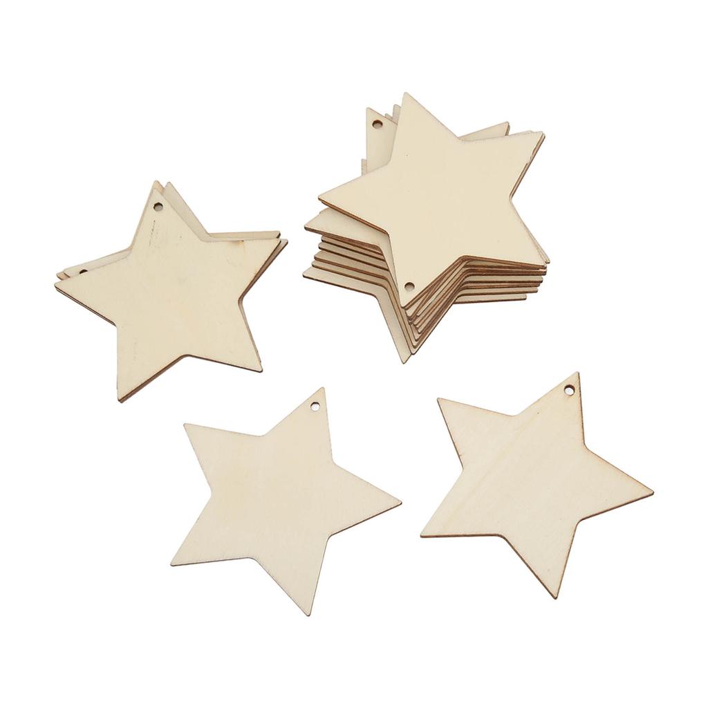 20Pcs Wooden Star Ornaments Smooth Touch Non Toxic Durable Antiallergic Star Wood Chip