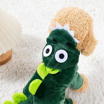 Cat Cotton Coat Plush Pet Dinosaur Costume Comfortable Cartoon Pet Jumpsuits Warm Cat Dinosaur Pajamas for Cats and Dogs