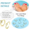 Bobisty 8 Stück 14K Gold Plated Zehenringe für Damen Anlaufgeschützt Verstellbare Zehenringe Set Offener Ring Zirkonia Zehenring Sommer Fußschmuck
