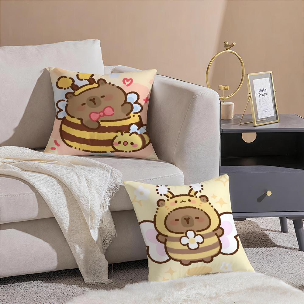 cute funny Kapibala Cushion Cover Pillowcase Short Plush Invisible zipper Room Sofa Cushion Cover