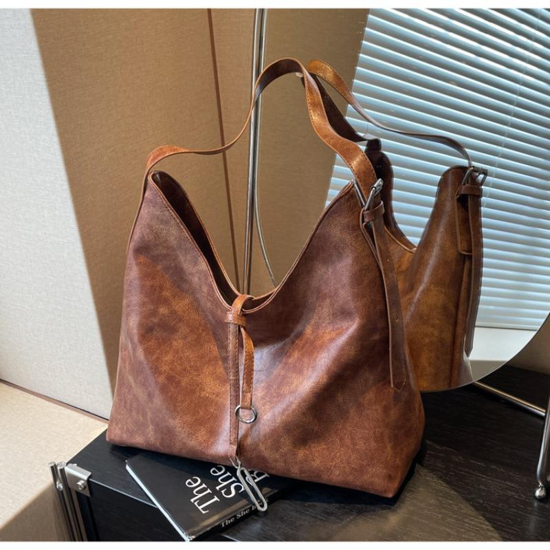 

Ретро высококлассный модный вместительный мешок женский новый универсальный мешок-тоут на плечо в стиле пустоши коричневый