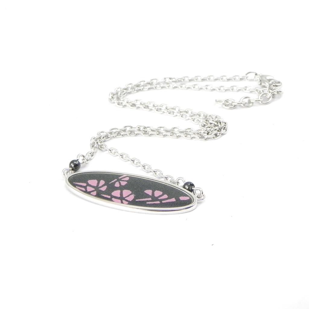 Altesse [I2918] - Srebrny naszyjnik 'Obao' czarny różowy