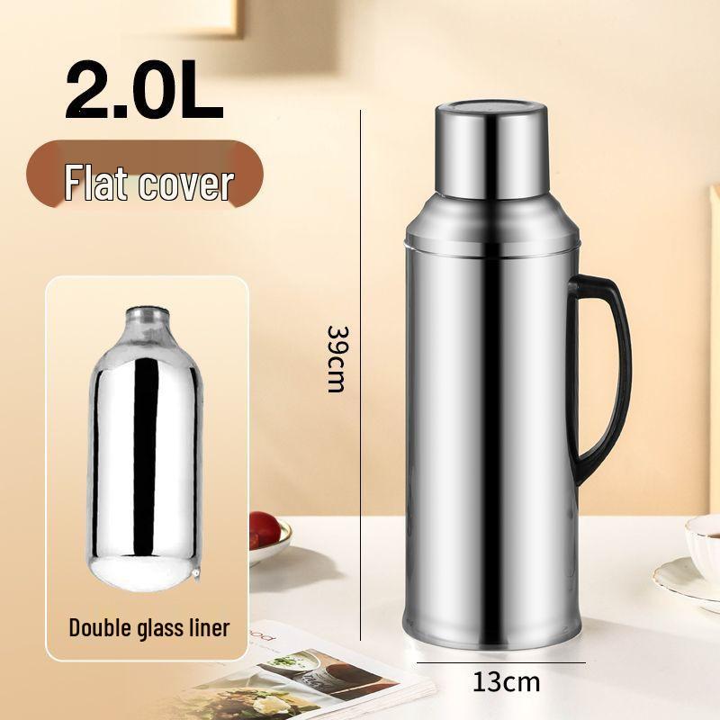 Large Capacity Stainless Steel Thermos Flask with Double Layer Insulation and Glass Liner