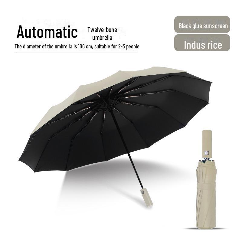 Trefaldigt automatiskt UV-skyddande paraply med anpassad logotyp