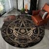Fashionable Five-Pointed Star Round Doormat Non-Slip Durable Bedside Mat for Bedroom Living Room Office Rug Home Decor