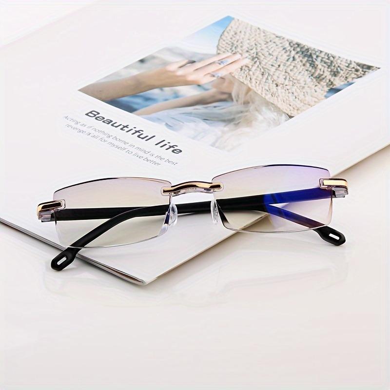 1 Pair Fashionable Frameless Anti Blue Light Reading Glasses for Men Women Unisex