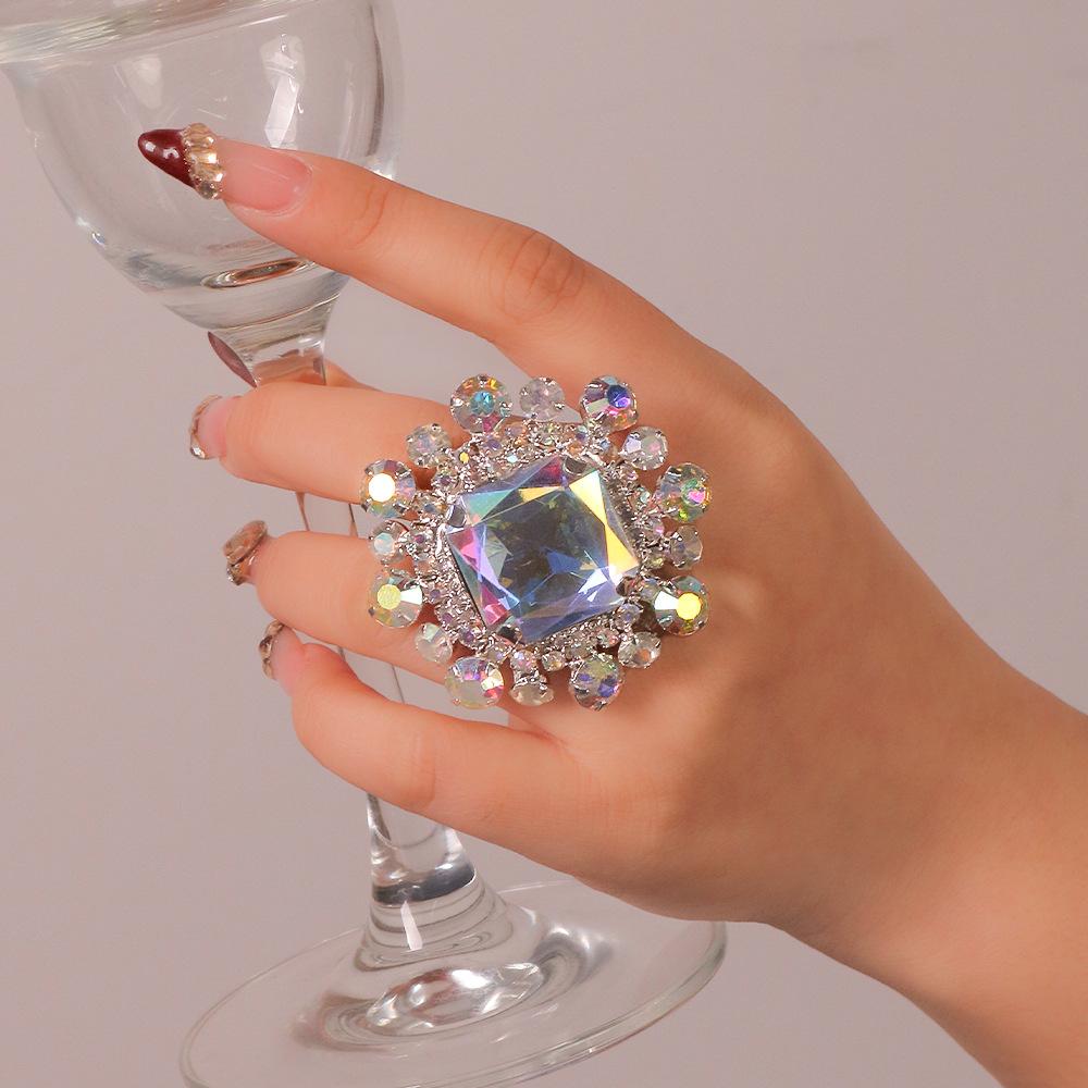 New Premium Statement Ring - Square Colorful Open-end Adjustable Ring
