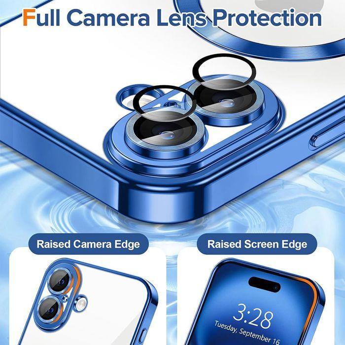 Protective Case - BOOLING - for iPhone 17 - Silicone with Glittering Blue Magnetic Circle