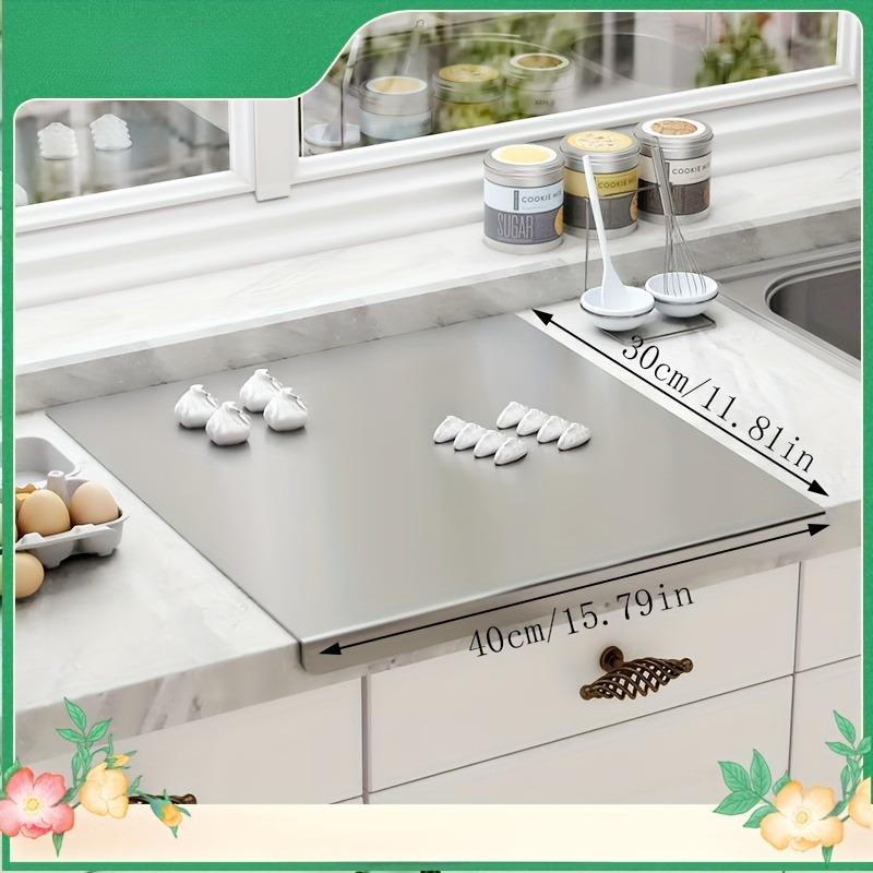 Stainless Steel Cutting Board With Lip Home Pizza Food Chopping Board Pastry Baking Board Countertop Protector Kitchen Gadget