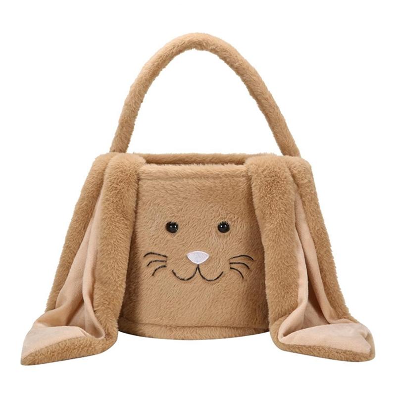 Cute Rabbit Style Velvet Easter Basket Easter Bunny Basket for Kids