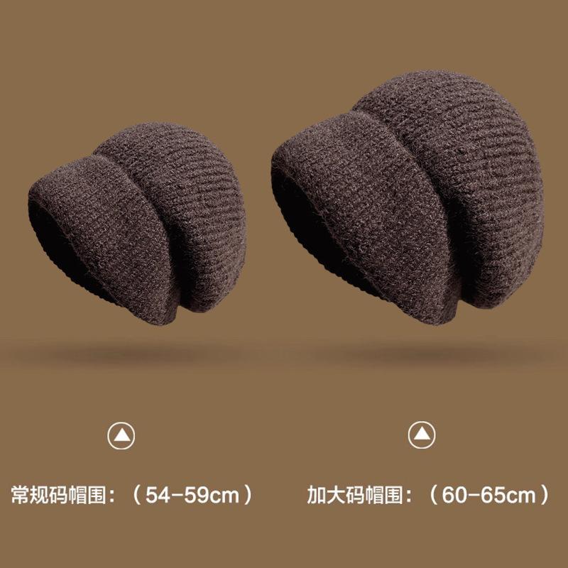 Autumn and Winter Hats Women's Big Head Circumference Knitted Hats Fashionable Versatile Ear Protectors Wool Hats Warm Windproof Cold Hats