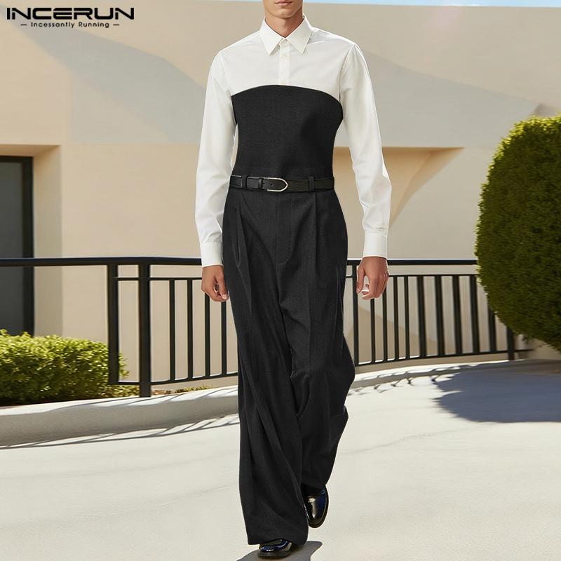 INCERUN Men Zip-up High Waist Tube Design Casual Long Loose Pants Trousers
