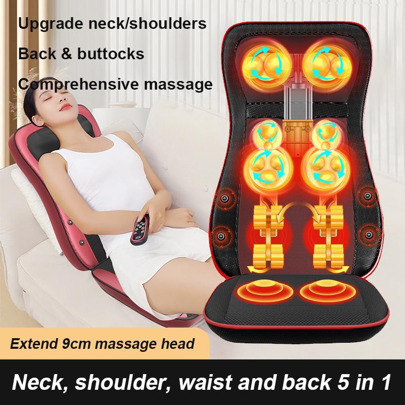 Cervical Spine Massage Pad Tool Neck Waist Full Body Vibration Shiatsu Heat Kneading Massage Chair Cushion for Home & Office Use