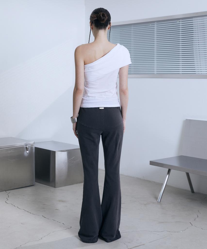 Bunteu Low-Rise String Bootcut Pants (Charcoal)