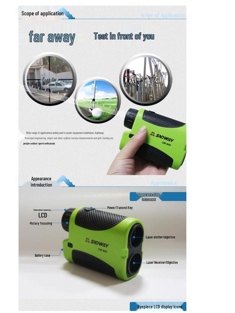 Dadawei Laser Rangefinder Binoculars: 800/1200/1500m Handheld Height & Distance Measuring Telescope