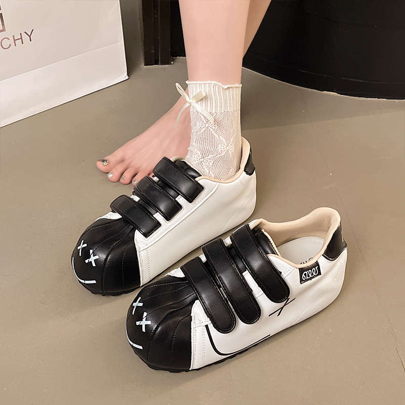 Velcro smiley face big head bread shoes women's new spring and autumn platform casual board shoes sports increase
