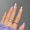 Wear Nail Purple French Flower Nail Piece Fake Nail Wear Nail Piece Nail Patch False Nail