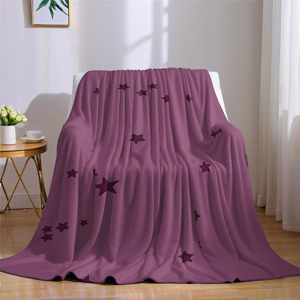 Purple Background Star Flannel Blanket Warm Soft Halloween Christmas Couch Warm Cozy Decorative Decor Gift for All Season