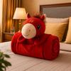 Soft Warm Horse Mascot Blanket Comfortable Fluffy Throw New Year Throw Blanket Folding Cartoon Flannel Blanket Travel