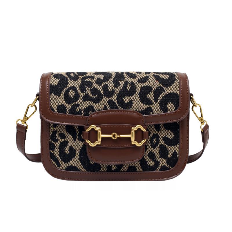 

Осенне-зимняя сумка через плечо «Тысяча птиц» с решеткой подмышками, маленькая квадратная сумка в стиле ретро, ​​модная женская сумка-мессенджер с магнитной пряжкой и леопардовым принтом коричневый