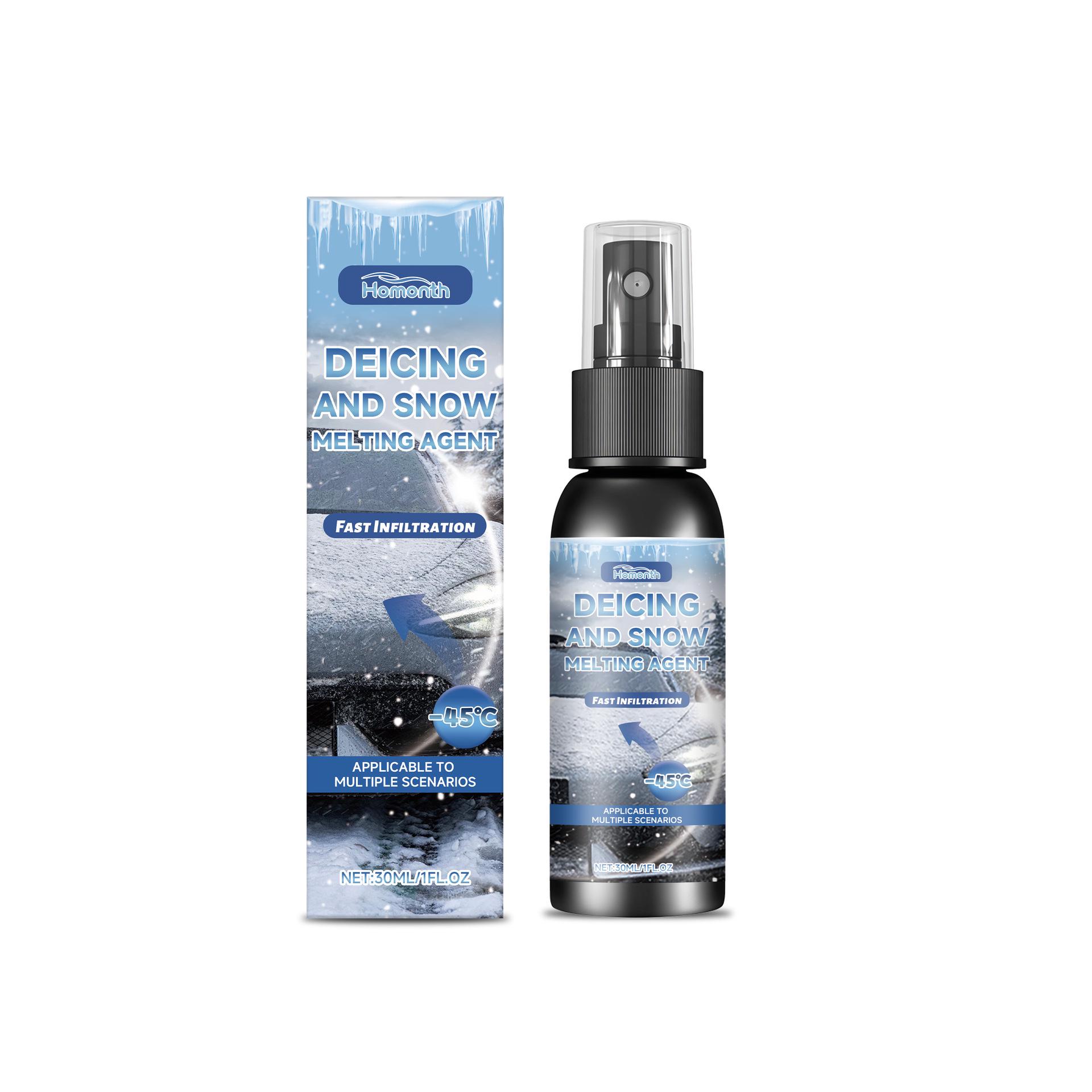 

HOMONTH Fast-Acting Car De-icer for Windows - Multi-Scenario, Cold Weather Use