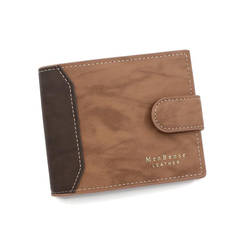Korean Style Gold Foil Print Men's Trifold Leather Wallet