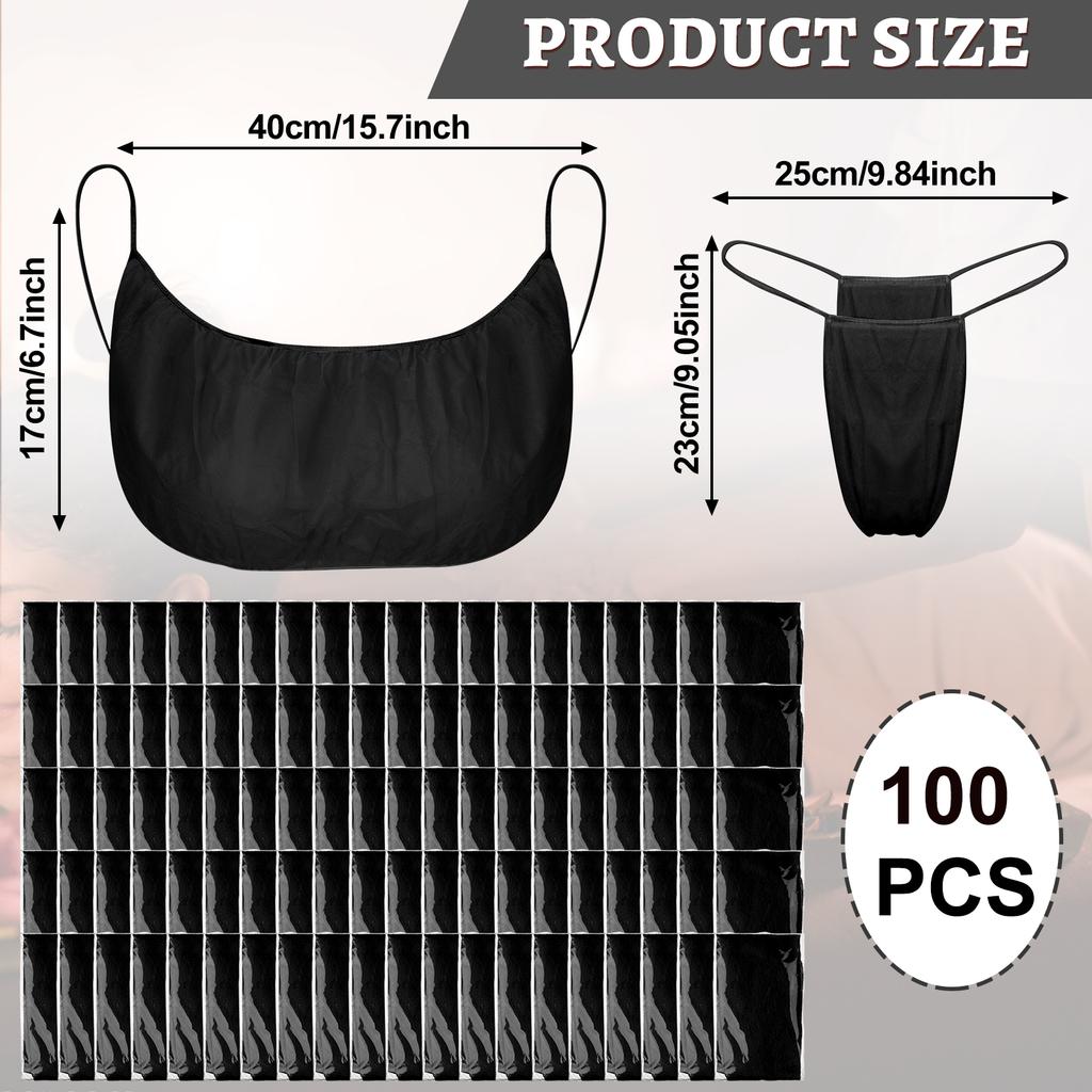 100 ks Jednorázové podprsenky a kalhotky Dámské jednorázové bikiny Tanga a podprsenka Lázeňské spodní prádlo pro lázně Masáž Stříkací opalování