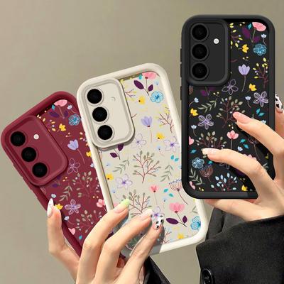 Fashion Flowers Print Phone Shell For Samsung S25 S24 FE S23 Ultra S22 S21 Plus A55 A54 A53 A35 A34 A15 A14 Floral Soft Shockproof Silicone Case Cover