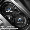 2Pcs Car Carbon Leather Water Cup Pad Anti-noise Coaster Mat For Volvo XC90 V90 V60 XC60 V40 S80 S60 S90 C40 XC40 V70 XC70 C30