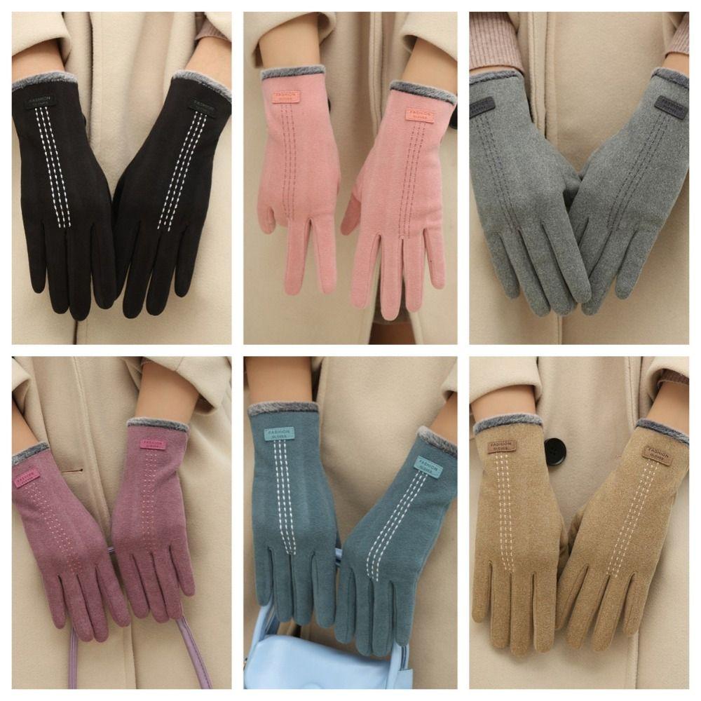 Keep Warm Gloves Solid Color Women Mittens Simple Winter Velvet Gloves Winter