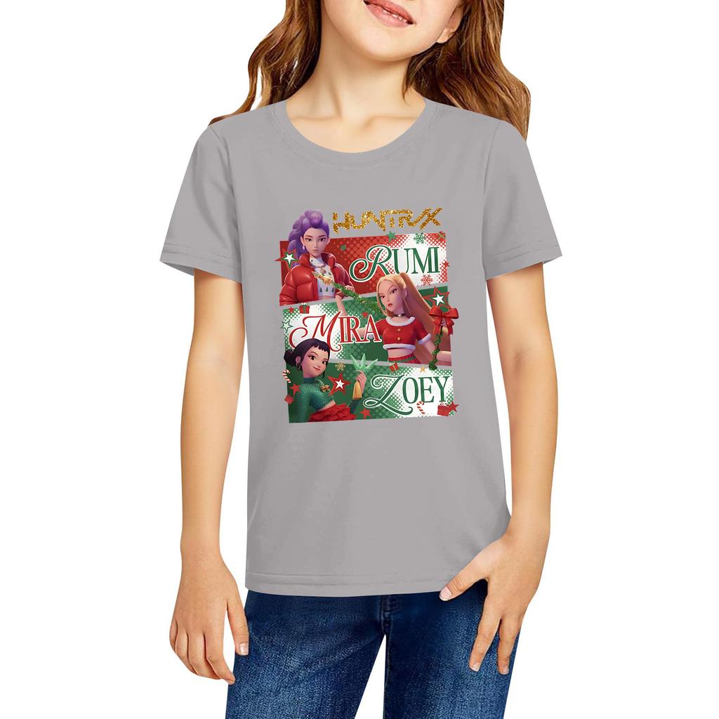 Fashionable Round Neck Short Sleeve Work Clothes Printed Tops For KID Summer Tops