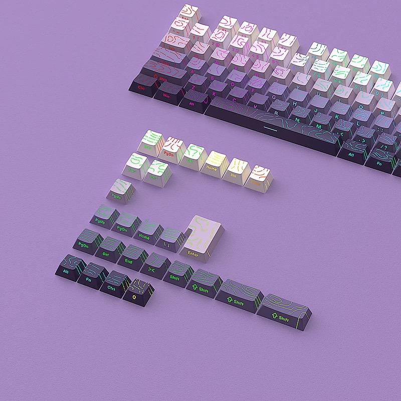 Xiaomi 2026 Line Gradient Side Shine Through Keycaps Cherry Profile PBT Custom Keycaps for 60% 65% 75% 96% 98% 100% Mechanical Keyboard