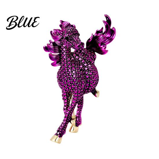 Romantic Horse Jewelry Gift Retro Style Brooch Sparkling Rhinestones Inlaid