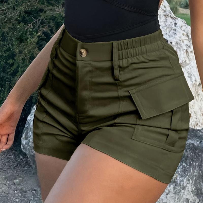 Letní ležérní dámské kraťasy s vysokým pasem a knoflíky, Street Tooling, s kapsami
