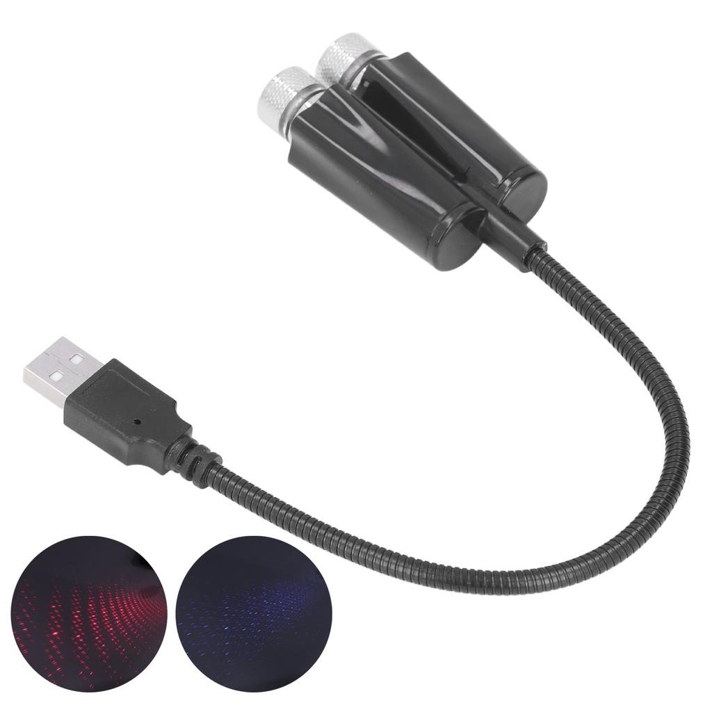Car USB Ambient Projector Light Red Blue Lightings Plug and Play Free Bending FlexibleNon Voice Control