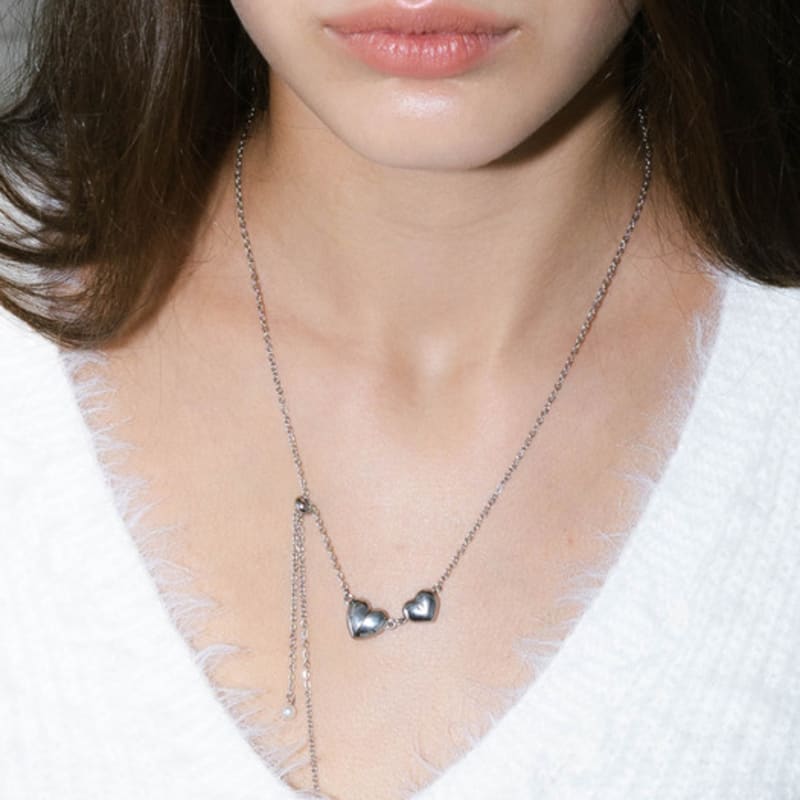 pearlymore two heart pendant magnet drop necklace