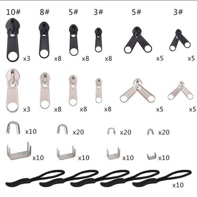 Zipper Repair Kit: U-Code Puller & Slider Set with Cutting Pliers