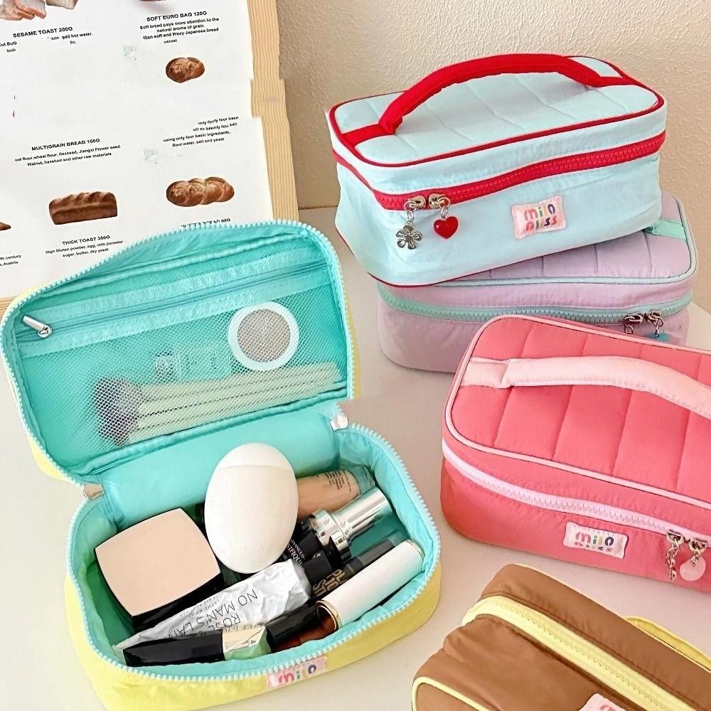 Macaron Color Fresh Makeup Bags Handbag Toiletries Bag Contrast Color Cosmetic Bag  Student