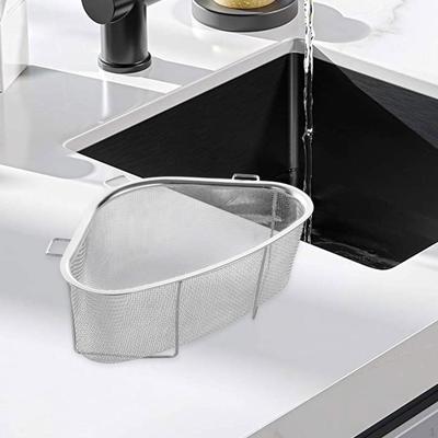 Colander Triangle Strainer Kitchen Brush Holder, Drain Basket Sink Dish Rack, Stainless Steel,