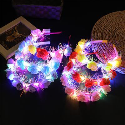 1pcs Led Princess Women Girl Glow Light Up Headband Bridal Flower Wreath Crown Party Gift Birthday Festival Wedding Carnival