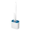 Silicone Toilet Brush Set with L-Shaped Head Long Non-Slip Handles Wall Mounted Holder Compact Bowl Cleaner Brush