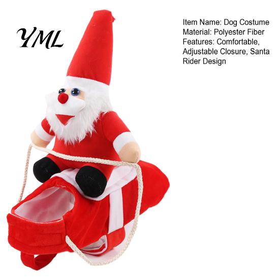 Dog Christmas Party Dress Santa Rider Costume, Outfit, Adjustable Closure, Funny Festival Pet Photo Shoot Props Apparel for Small To Medium