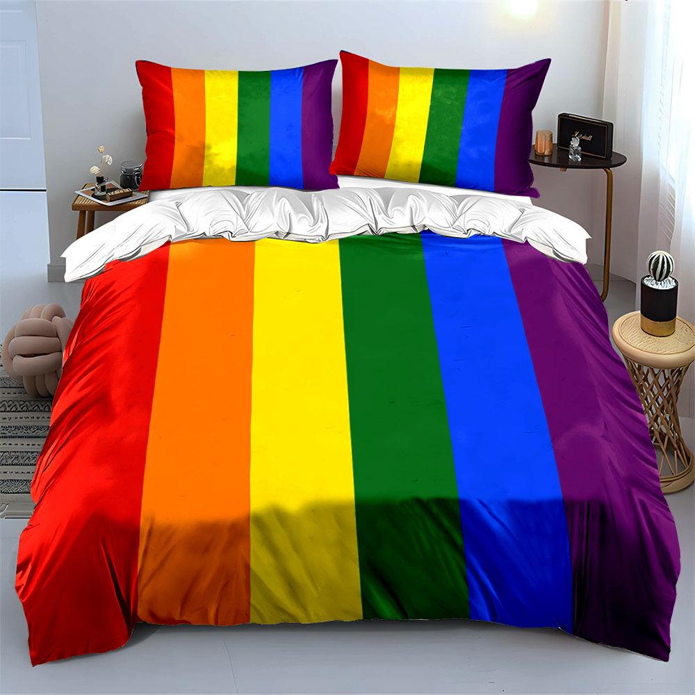 Rainbow-colored Vertical Stripes. Bedding Sets Duvet Cover Sets Duvet Covers Pillowcases(1 * Duvet Cover 2 * Pillowcases Without Duvet Insert)