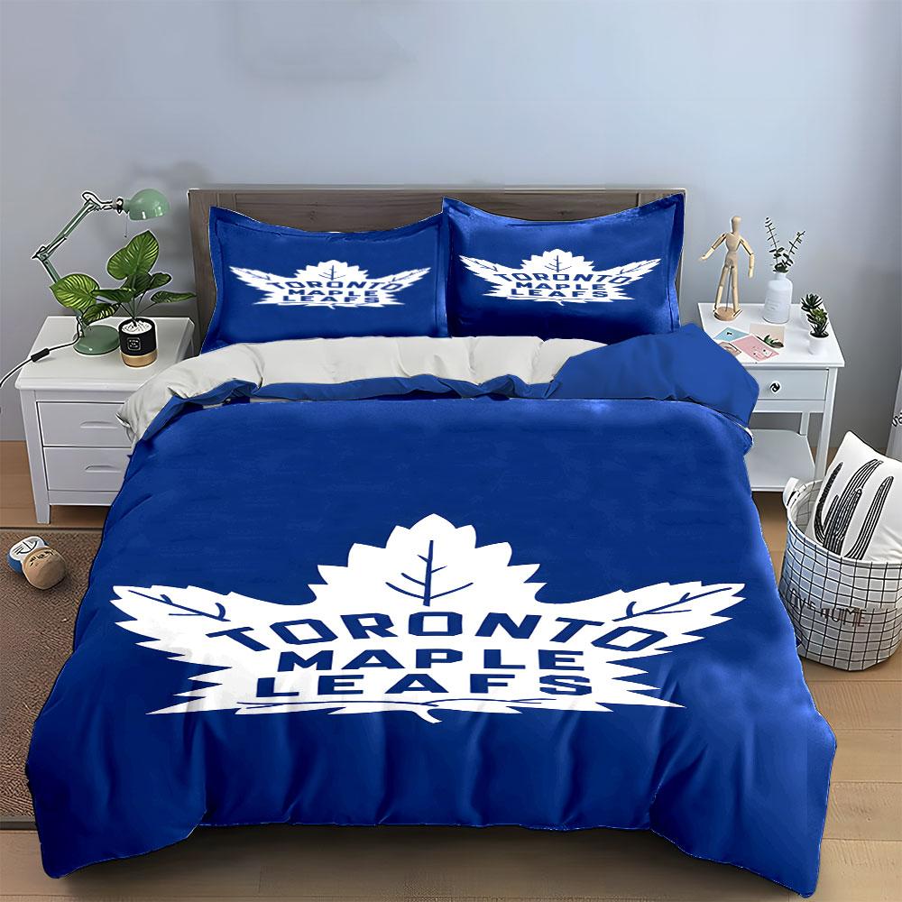 Toronto Maple Leafs Logo Bedding Design Print Bedding Set Duvet Cover Pillowcases (1* Duvet Cover 2* Pillowcases Do Not Include Comforter)