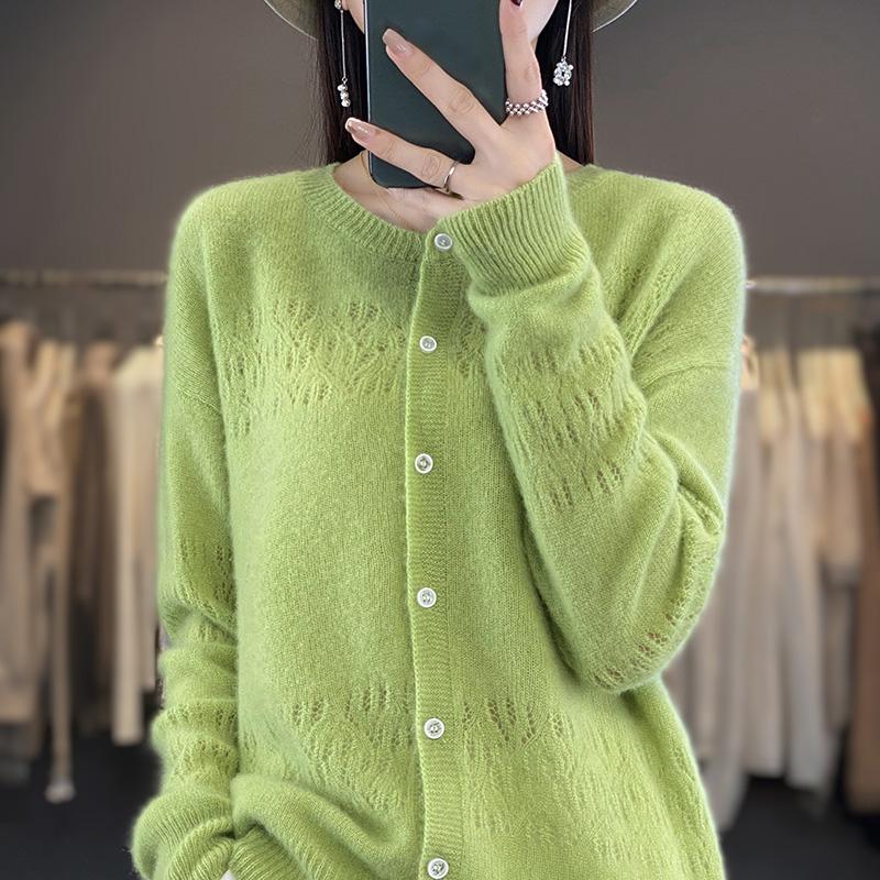 QingHe Cashmere Women's 30% Cashmere Cardigan - Soft & Warm Wool Blend Sweater