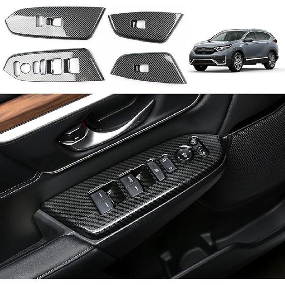 for CRV 2017-2022 Rear Air Condition Vent Outlet Cover Trim Sticker, Carbon Fiber Grain Style Interior Decorative Panel Frame Accessories for Honda