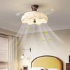 Vintage Song-Style Ceiling Fan Light with Printed Fabric Shade for Bedroom and Dining Room