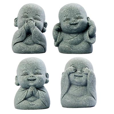 Saki Masa Ensemble de Statues Bouddhistes Mignonnes et Idéal pour le Thé Thé et la Maison Trois Singes Sages & 4 Shifukozo, Koto, Shogi, Calligraphie. Cérémonie, Chambres,