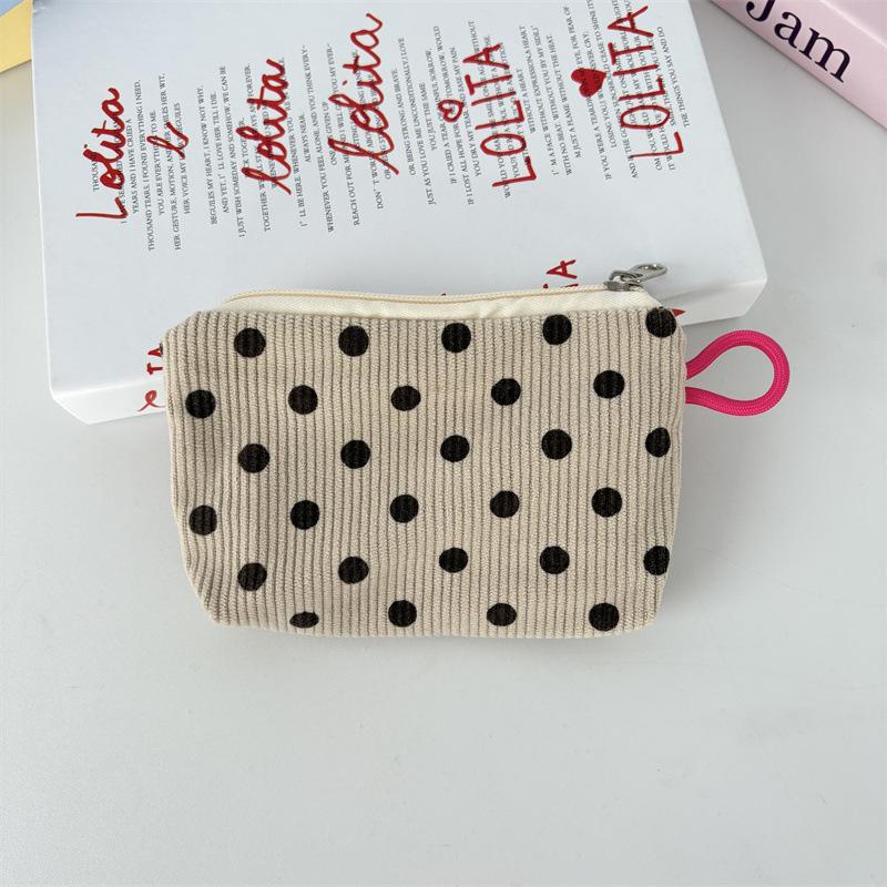 New Corduroy Floral Coin Wallet Women Portable Lipstick Makeup Bag Children's Cute Coin Purse Small Wallet Large Capacity ID Bag