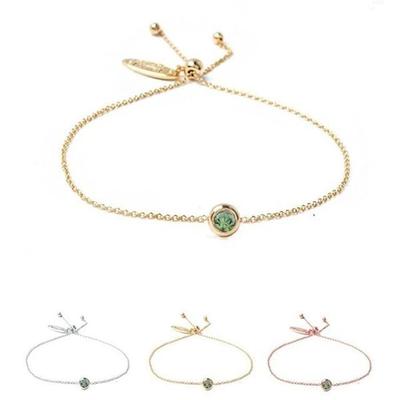 B043 Peridot 4mm Crystal Slide Chain Bracelet Women's Bracelet Friendship Bracelet Couple Bracelet Bracelet Recommendation